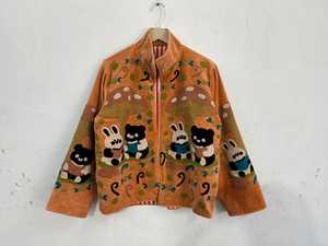 Nueva Chaqueta de Terciopelo con Bordado Suzani de Osos y Conejos, Forro de Algodón, Estilo Bohemio Vintage, Blazer Dinámico para Invierno - Product Image 1