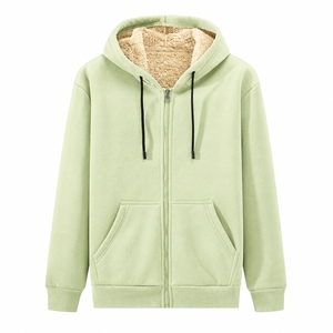 Sudadera con capucha para hombre, básica, de algodón mezclado, muy vendida, de algodón grueso, con cremallera completa. - Product Image 6