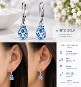 925 Sterling Silver Lab Grown Pear Cut Blue <b>Diamond</b> IGI Certified <b>Dangle</b> <b>Earrings</b> for Women Trendy Wedding Drop Style Jewelry - Product Image 5