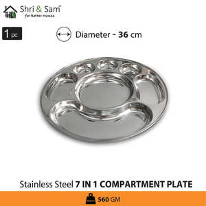Assiette à compartiments en acier inoxydable 7 en 1 Plats et assiettes durables - Product Image 2