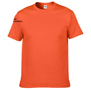 Camiseta de Algodón Naranja para Hombre, Manga Corta, Cuello Redondo, Corte Regular, Informal, Transpirable, Diseño Liso, Logotipo en la Manga Izquierda - Product Image 1