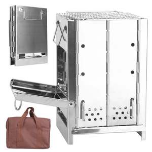 Réchaud à charbon de bois pliable portable avec sac de transport, cuisinière pour le camping, la randonnée, le pique-nique et le barbecue, cuisinière extérieure 2 B - Product Image 1