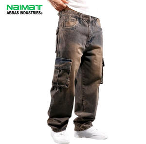 Pantalones Cargo de Mezclilla Marrón para Hombre de Naimat Abbas Industries, Cintura Alta, Corte Relajado, Múltiples Bolsillos, Impermeables, Estilo Urbano - Product Image 1