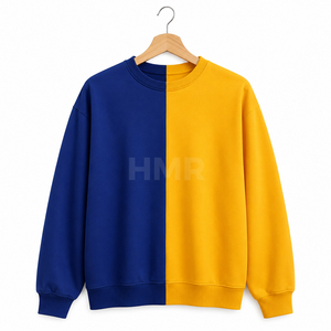 Sudadera Personalizada con el Logotipo de la Hermandad HMR, Cuello Redondo, Manga Larga, Azul y Amarillo, Tejido de Algodón, para Otoño - Product Image 1