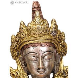 รูปปั้นพระพุทธรูปสีขาวของชาวพุทธทิเบตทำด้วยมือ8นิ้วทำจากทองเหลืองสำหรับเป็นของขวัญผลิตในอินเดีย - Product Image 4