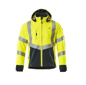 Veste polaire à capuche jaune haute visibilité pour homme avec bandes réfléchissantes, fermeture éclair coupe-vent, polyester, vêtements de travail d'hiver - Product Image 5