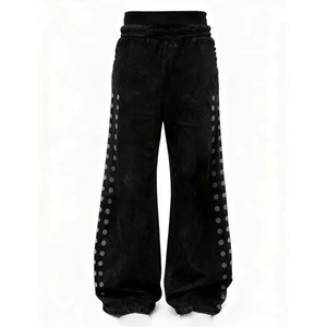 Glory Custom Screen Print Distressed Oversized Double Waist Women <b>Trousers</b> Trendy Look Wide Leg <b>Trousers</b> OEM Wholesale - Product Image 6
