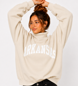 Sudadera ecológica 100% algodón con cuello simulado, impresión frontal personalizada con logotipo, jersey de forro polar extragrande para mujer - Product Image 4