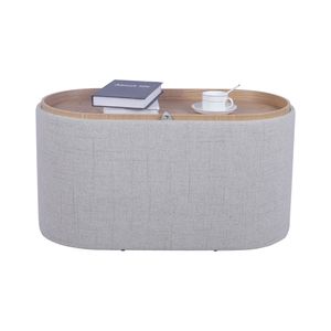 Pouf Contenitore Reversibile in Legno con Vassoio Superiore, Colore Naturale - Categoria Prodotto: Sgabelli e Pouf - Product Image 2
