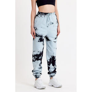 Pantalon de jogging tie-dye pour homme, taille élastique avec cordon de serrage, bas de jambe côtelé, décontracté, léger, en coton et élasthanne, pour l'été - Product Image 2
