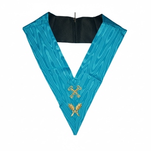 Collier de trésorier Rite Français, broderie machine, soie naturelle, dentelle professionnelle, épingle de sûreté, insignes cérémoniels de qualité supérieure - Product Image 3