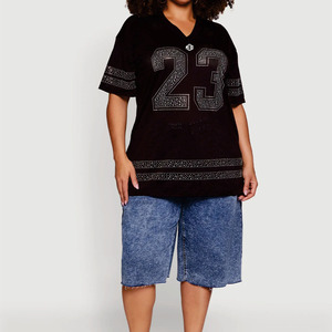 เสื้อเจอร์ซีย์อเมริกันฟุตบอลคุณภาพสูงแบบยูนิเซ็กซ์ ตกแต่งด้วยคริสตัล ไซส์ใหญ่ ผ้าตาข่ายโพลีเอสเตอร์ แขนสั้น สวมใส่สบาย ขายส่ง บริการ OEM - Product Image 4