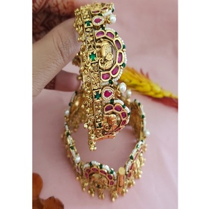 Conjunto de Brazaletes de Dos Piezas con Acabado Mate Antiguo y Chapado en Oro, con Moissanita, Estilo Moderno y Elegante para Mujer, Ideal para Bodas - Product Image 1