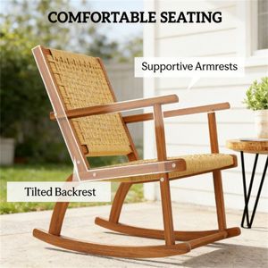 Set di Due Sedie a Dondolo da Esterno Color Kaki per Terrazza e Giardino - Product Image 3