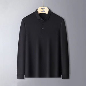Polo à manches longues pour homme, service OEM personnalisé, polo vierge à col, t-shirt personnalisé avec logo brodé, polos à manches longues pour homme - Product Image 3