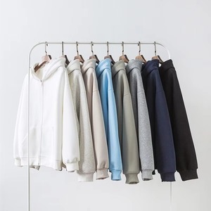 เสื้อฮู้ดซิปผู้ชาย ผ้าฝ้ายฟลีซ 100% สีพื้น ทรงโอเวอร์ไซส์ สวมใส่สบายๆ สำหรับฤดูใบไม้ร่วง - Product Image 5