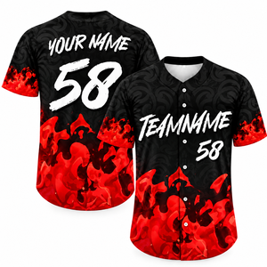Maillot de baseball personnalisé en polyester 100% sublimé, manches courtes, imprimé avec le nom/numéro de l'équipe, uniformes d'équipe pour hommes entièrement boutonnés - Product Image 1