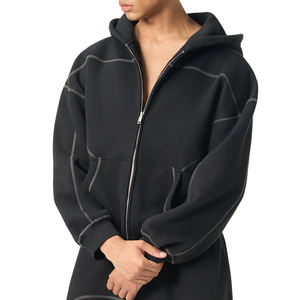 Hoodie en molleton de coton à fermeture éclair, coupe courte et ample, avec coutures Hasselblad, style urbain unique, OEM, broderie 3D personnalisée et impression de logo - Product Image 4