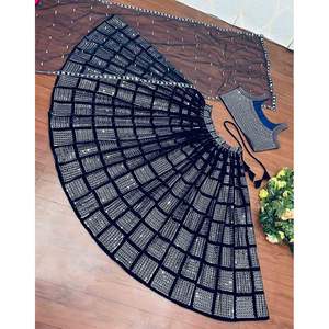 DISEÑADOR GEORGETTE BORDADO TRABAJO LISTO PARA LLEVAR LEHENGA CHOLI CON DUPATTA AZUL MARINO - Product Image 4