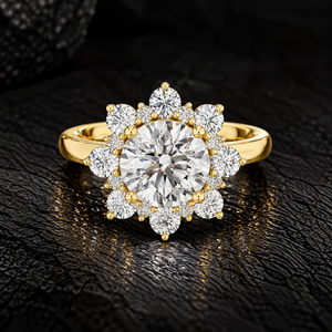 แหวนหมั้นเพชรทรงกลมเพาะเลี้ยงในห้องปฏิบัติการ ทองคำแท้ 14K ประดับเพชรแบบกลุ่มลายดอกไม้ น้ำหนัก 2.75 กะรัต DEF VVS รับรองโดย IGI เครื่องประดับเจ้าสาว ODM - Product Image 1