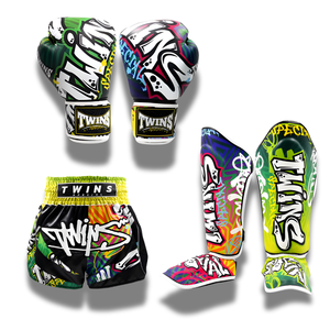 Kit de Entrenamiento de Boxeo Profesional Muay Thai Más Vendido, Guantes de Boxeo Twins con Impresión Personalizada, Pantalones Cortos de Muay Thai y Espinilleras Twins - Product Image 1