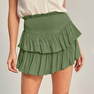 Jupe à volants confortable pour femme, jupe à volants haut de gamme pour femme, tissu respirant avec taille élastique et couches de volants tendance - Product Image 5