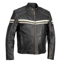 Blouson de moto en cuir pour homme, en toile, chaud, coupe-vent, respirant, pour motocross, avec protection, col montant, logo frontal