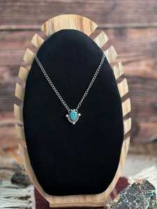 Handmade Number 8 Turquoise <b>Necklace</b> Sterling Silver Southwestern <b>Boho</b> Statement Jewelry Gift for Her - Product Image 1