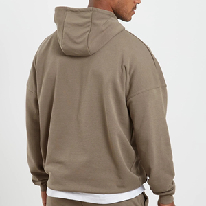 Sweat-shirt à capuche kaki pour homme, 100% coton, molleton français, décontracté, poche avant, logo imprimé, vêtement d'automne, coupe classique - Product Image 2