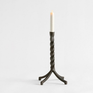 Hot-Sale Matte <b>Black</b> Wrought Iron <b>Candlestick</b> Holder Twisted <b>Candlestick</b> Holder with Triple Base - Product Image 1