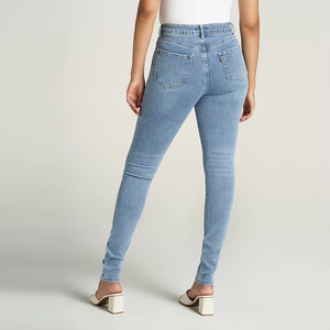 Fashion Girl Wholesale Ladies Pencil <b>Pants</b> Denim Jeans for Women Customized Front Logo Summer Breathable Woven 100% Cotton - Product Image 5