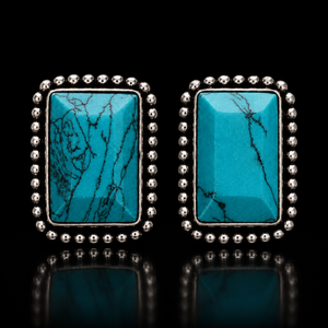 Wholesale Supplier Handmade Antique Silver-Plated Vintage Turquoise Stone Bezel Setting <b>Stud</b> <b>Earrings</b> for Women Jewelry - Product Image 3