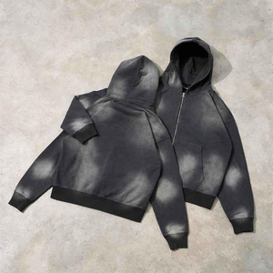 Acid Wash <b>Oversized</b> Zipper Hoodie Tracksuit Streetwear Men Women Vintage Washed Zip-Up Hoodie <b>Jogger</b> Set Custom Logo OEM Bulk - Product Image 6