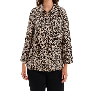 Chemisier Tunique Femme Imprimé Léopard Manches Longues Viscose Coupe Ample Décontractée Grande Taille Printemps Été Boutonné - Product Image 1