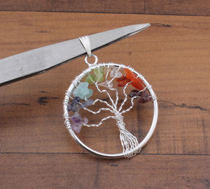 Pendentif Arbre de Vie en pierres précieuses multicolores bleues naturelles, argent sterling 925, collier vintage, pierre de naissance de décembre, bijoux en pierres précieuses bleues - Product Image 3