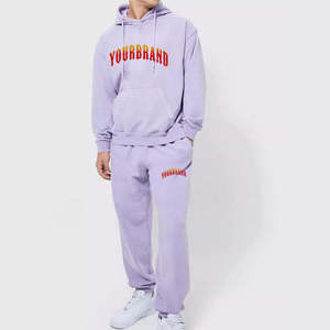 Ensemble de survêtement pour homme style streetwear, 100% coton, délavage acide, qualité supérieure, respirant, comprenant un sweat à capuche et un pantalon de jogging - Product Image 4