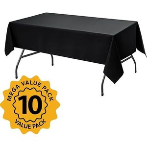 10 Pack 60 X 84 Inches Black <b>Rectangle</b> <b>Tablecloths</b> Stain Resistant Polyester Fabric Washable for 4 Foot Tables - Product Image 2