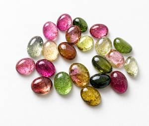 Pierres précieuses naturelles multicolores en tourmaline, taille ovale, polies, 4x5MM, effet de couleur, pour la fabrication de bijoux, pierres TASBIYA, tiers - Product Image 3