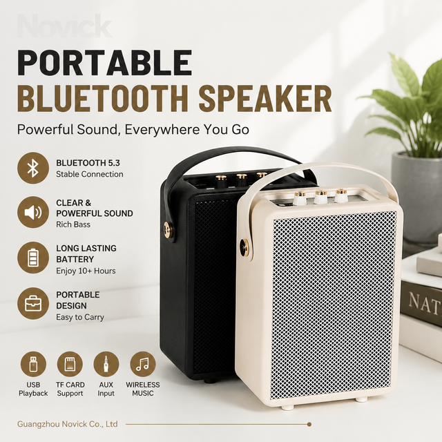 M20 Vertical Retro Fabric Speaker Wireless Boombox with Handle Heavy Bass Subwoofer Outdoor Party Music Device Factory OEM