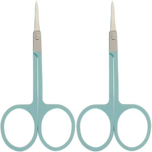 Light Blue Professional Manicure Scissors Stainless Steel Cuticle Tool Straight Curved Tip for Nail Care Use Synthetic Hair - Product Image 5