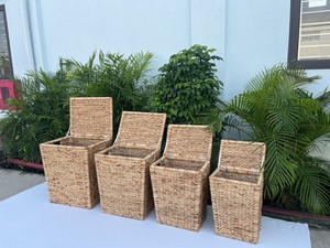 Juego de 4 Cestas de Almacenamiento Tejidas a Mano de Jacinto de Agua, Contenedores Ecológicos para Ropa y Toallas para el Hogar y la Hostelería - Product Image 5