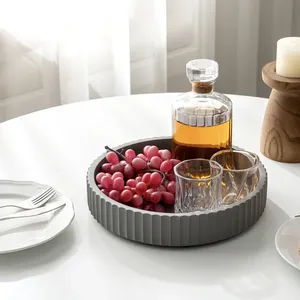Assiette à gâteau ronde en céramique écologique de style américain, diamètre 10,9 pouces, design minimaliste, passe au lave-vaisselle, couleur grise - Product Image 2