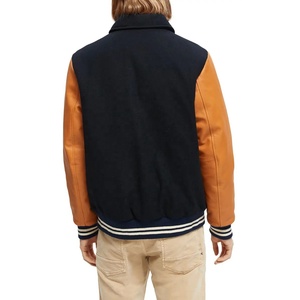 New Arrival 2026 High Quality Casual Usage Outdoor <b>Leather</b> Sleeves <b>Jacket</b> Durable Letterman Wool <b>Leather</b> Sleeve Varsity <b>Jacket</b> - Product Image 2