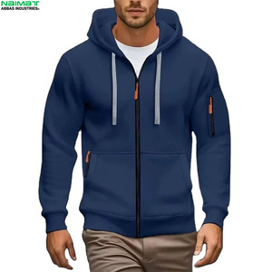 Sweat-shirt à capuche zippé bicolore pour homme, avec empiècements contrastants, en polaire multicolore, uniforme d'entraînement, veste d'extérieur - Product Image 5