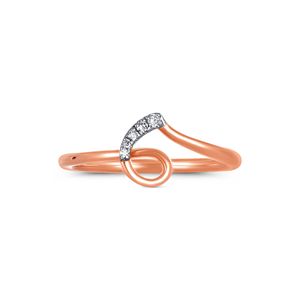 Bague en or rose élégante avec motif floral en diamant et feuilles serties de diamants, style calligraphie - Product Image 3