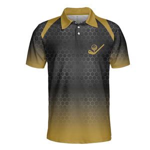 Polo de golf pour homme imprimé sur mesure, noir, rouge, blanc, motif géométrique, séchage rapide, 100% polyester, manches courtes, style sportif - Product Image 4
