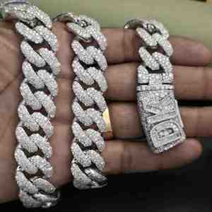 Elegant <b>Iced</b> <b>Out</b> Cuban <b>Chain</b> Link <b>Chain</b> Hip Hop Jewelry in 925 Sterling Silver Moissanite 18MM DOPE JEWELLS - Product Image 5