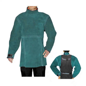 Comfortable Soft Leather Sleeved Apron Industrial Safety Fire Heat Spark Resistant Body Protection Welding <b>Accessory</b> Cleaning - Product Image 3