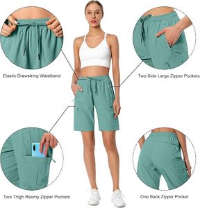 Pantalones Cortos de Senderismo Ligeros para Mujer, Transpirables, de Tela con Memoria, de Secado Rápido, con Bolsillos con Cremallera - Product Image 4
