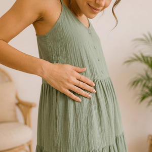 Ensemble de pyjama et de vêtements d'intérieur pour femmes en gaze de coton tissée, respirant - Product Image 2